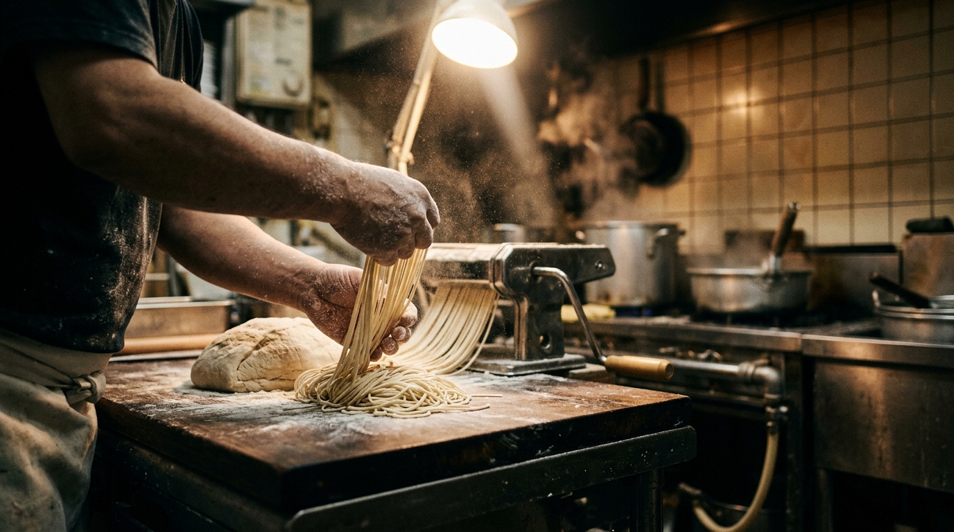 自家製麺の製麺風景